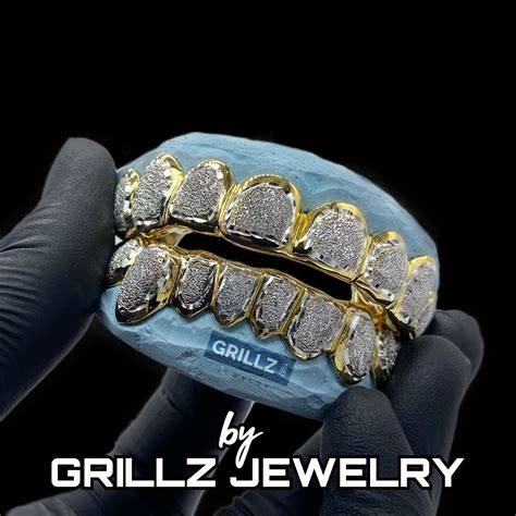 gold diamond dust grillz|diamond grillz top and bottom.